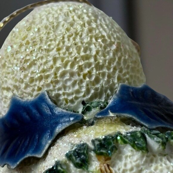 Set of 3 Sparkly Snow Suit Teddy Bear Ornaments 1990s Glittered Resin Christmas - Picture 9 of 12